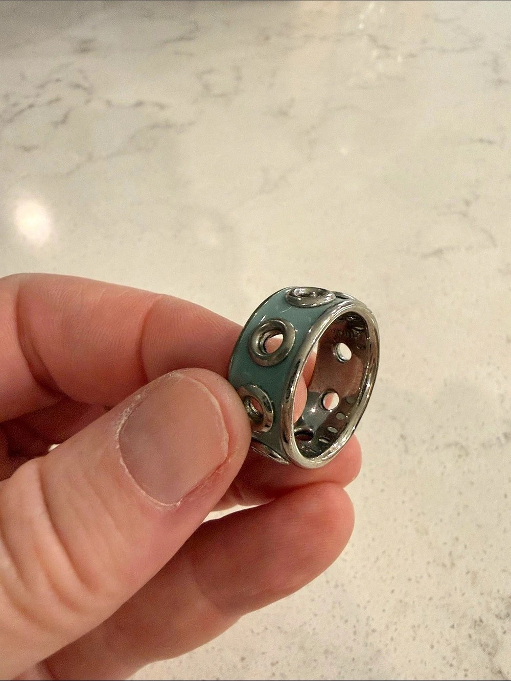 Coach Silver & Blue Geometric Rings - Picture 4 of 10